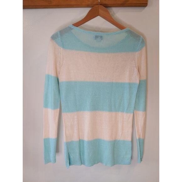 Vineyard Vines Women's Striped Sweater XS Blue White 100% Linen Nautical Preppy - Picture 2 of 10
